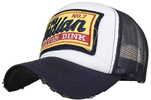CHENNUO Basecap Mesh Cap Herren Trucker Baseballcap Distressed Snapback Sport Kappe Dunkelblau