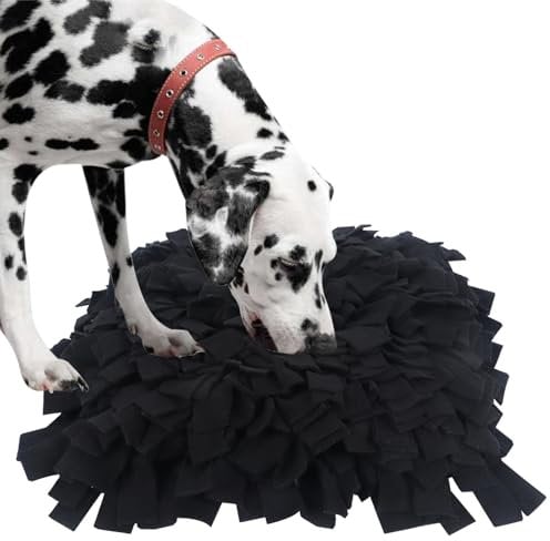 IEUUMLER Schnüffelteppich Hund Riechen Trainieren Schnüffeldecke Futtermatte Trainingsmatte für Haustier Hunde Katzen IE075 (45x45cm, Black)