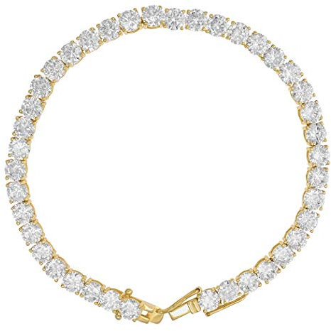 Sterling Herren Damen Unisex Gelb Ton 6 mm CZ Zirkonia Simuliert Diamant Tennis Armband Schmuck Geschenke für Männer – 20 cm