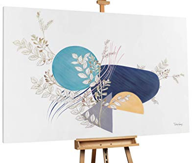 KunstLoft® XXL Gemälde 'All Nature's Components' 180x120cm | original handgemalte Bilder | Blüten Weiß Blau | Leinwand-Bild Ölgemälde einteilig groß | Modernes Kunst Ölbild