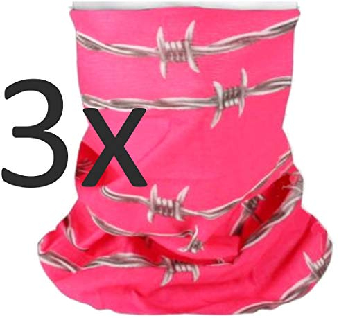 3 Stück - Mund und Nasenschutz PINK Stacheldraht - Atemschutz - Multifunktionstuch - Bandana
