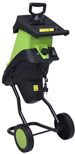 Festnight Trituratore da Giardino Elettrico con 2 Lame Extra 2400 W Biotrituratore Elettrico Tritafoglie Potenza con Ruote 41 x 53 x 99 cm Colore Verde e Nero
