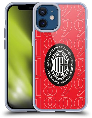 Head Case Designs Offiziell Offizielle AC Milan 1899 Schwarzes Logo Kunst Soft Gel Handyhülle Hülle kompatibel mit Apple iPhone 12 Mini
