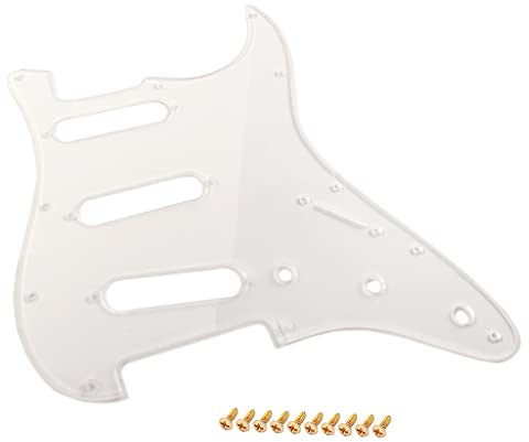 Alnicov Schlagbrett für ST-E-Gitarre, 11 Löcher, PVC, klar, SSS, mit goldfarbenen Schrauben