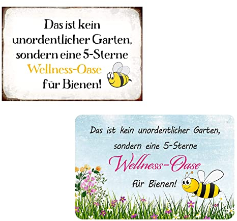 2er Set Blechschilder Garten 20x30cm - Metallschild mit Lustig Spruch - Das ist kein unordentlicher garten - Vintage Deko Geschenk - Wetterfest GartenSchild