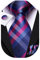 Hi-Tie Mens Navy and Pink Plaid Ties Silk Woven Necktie with Pocket Square Cufflinks Set for Wedding Party