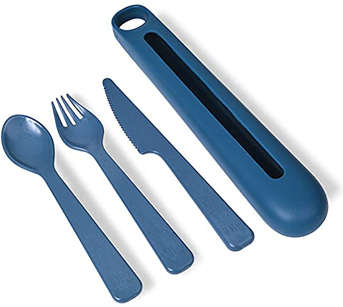 Hip Cutlery Set - Reusable Utensils with Portable Silicone Travel Case for Storage - Eatware for Lunchboxes, Picnics, Camping, & More - BPA Free & Recyclable - Includes Knife, Fork and Spoon - Space