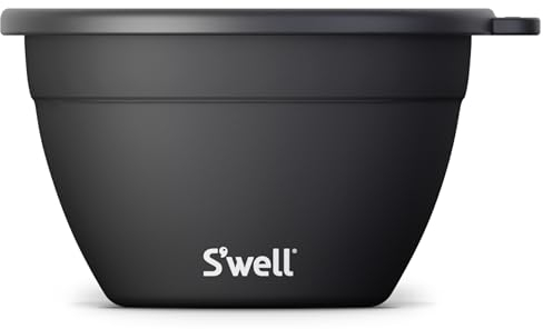 S'well Stainless Steel Salad Bowl Kit - 64oz, Onyx - Comes with 2oz Condiment Container and Removable Tray for Organization - Leak-Proof, Easy to Clean, Dishwasher Safe