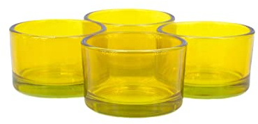 Creativery Lot de 4 petits photophores en verre jaune 51 x 33 mm