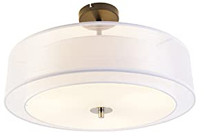 Qazqa Modern Deckenleuchte, Deckenlampe - Drum-neutron - Weiß, 3-flammig, 50cm, Ideal als Flur, Schlafzimmerlampe und Wohnzimmerlampe