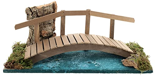 Brücke aus Holz über Fluss für Krippe, 10x25x10 cm