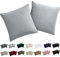 Soifox Kissenbezug 80x80 2er Set - Kopfkissenbezug 80 x 80 Grau 100% Mikrofaser bügelfrei & knitterfrei mit Reißverschluss