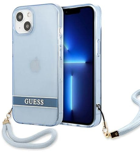 Guess GUHCP13MHTSGSB Hülle für iPhone 13 6,1 blau hardcase Translucent Stap