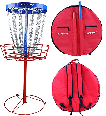 eurodisc Disc-Golf-Korb DLC Double Layer Chain mobiler Discgolfkorb mit 24, (2 Reihen), schweren Ketten + Tasche für Transport
