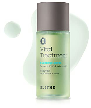 BLITHE koreanische Hautpflege 6 Blätter klare Essenz zur Linderung von Rosazea & Rötungen - Kühlende Feuchtigkeitscreme mit BHA Toner für Gesicht, Mitesser & Akne, Wintergrüner grüner Tee, 54ml