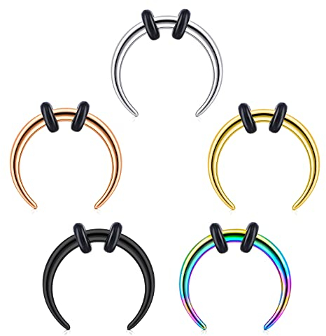 Funseedrr Nasenpiercing Septum Ring Set Edelstahl 16G 8mm Nasenring Nase Lippe Helix Tragus Hufeisen Piercing