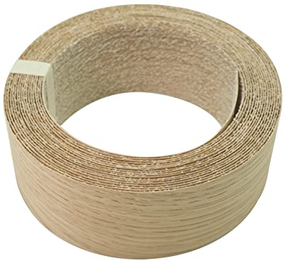 QuinnQuinn 40mm Wide x 5 Metres Real Oak Iron-On Edging – Pre-Glued Wood Veneer Tape for Easy DIY Application – Will Cover the Edge of a Standard MDF Panel