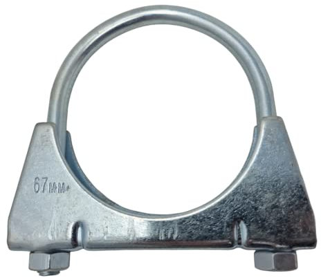 67mm Universal U Bolt Exhaust Clamps - Heavy Duty Clamp & Nuts (Pack of 2)