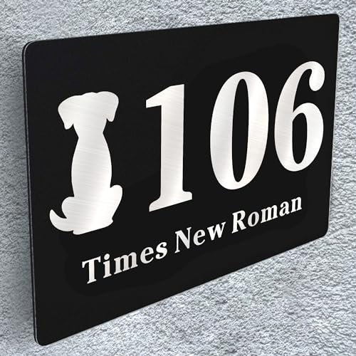Personalised Front Door Signs - Black Aluminium House Number Plaques for Wall & Gate (Design 2)