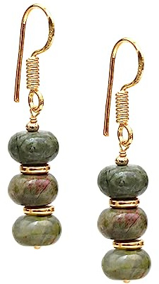 Gempires Natural Gemstone Rondelle Bead Earrings for Women, Unakite