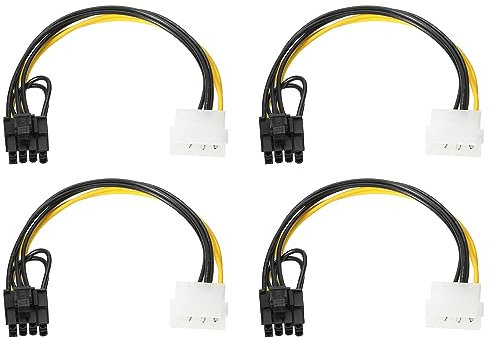 PATIKIL 4 Pin a 8 Pin Maschio PCI Express Cavo PCIE Grafica Scheda Alimentazione Convertitore Adattatore Cavi Connettore 220mm/8.7 per Video Scheda, 4pz