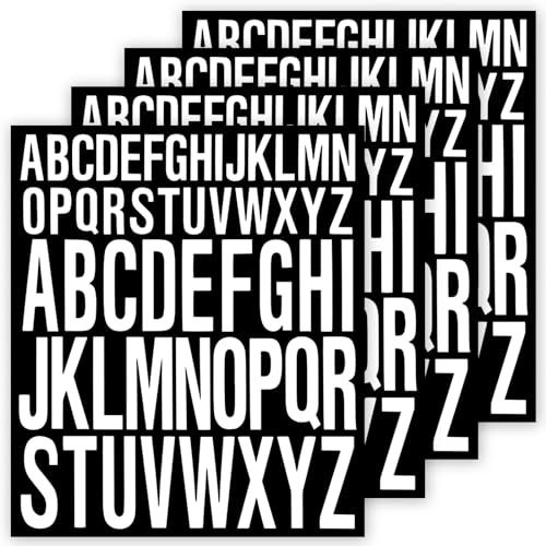 4 Blatt Buchstaben Aufkleber,Buchstaben zum Aufkleben,Sticker Buchstaben,Buchstaben Sticker,Selbstklebende Buchstaben,Klebebuchstaben Wetterfest,2.5cm+5cm,Vinyl,für DIY,Markieren (Weiß)