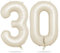 Luftballon 30, 40 Zoll Luftballon 30. Geburtstag, XXL Creme Weiß Zahlen 30 Luftballon Sandweiß Folienballon Helium Ballons für Babyparty Junge Männer 30 Jahre Geburtstags Party Deko (Nummer 30)