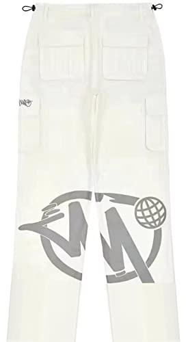 Minus Two Cargo Hose Y2K Herren | Baggy Jeans 2023 Cargo Jogginghose Y2k Jeans Baggy | Hip-Hop Cargo Hosen Männer | Harajuku Denim Schwarze Print Loose Men Rock Straight Hose Mit Weitem Bein