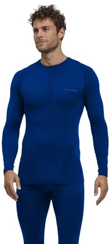FALKE Men's Warm Round Neck M L/S SH Functional Yarn Quick Dry 1 Piece Base Layer Top, Blue (Yve 6714) - new - eco-friendly, M