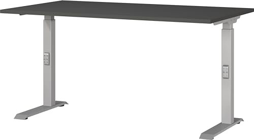 Germania Schreibtisch 7904-640, in Graphit/Silber, me. höheneinst., 140 x 91 x 80 cm (BxHxT)