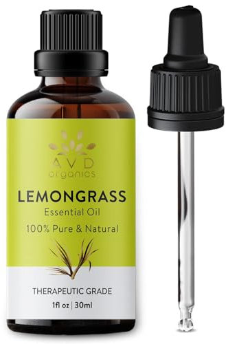 AVD ORGANICS Ätherisches Zitronengrasöl 30 ml | 100% rein und natürlich | Ätherisches Öl in therapeutischer Qualität für Aromatherapie und Hautpflege | 1 fl. oz. Unze. Oz
