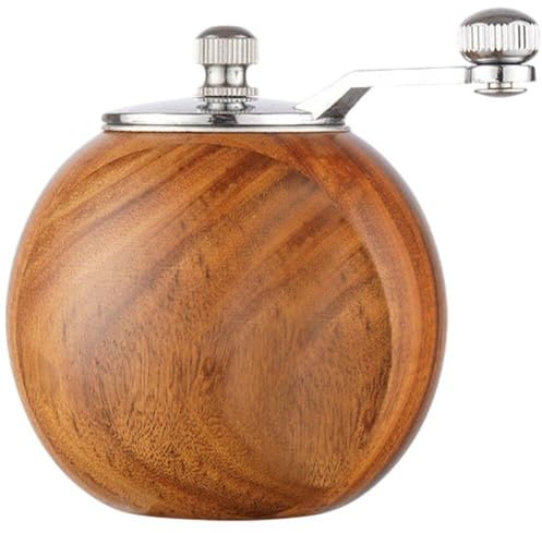 Glixoft Salt and Pepper Mill Hand Crank Wood Pepper Grinder Ball Style Mill Adjustable Ceramic Core Grinder Grinders for Kitchen Use