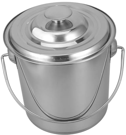 AUTSUPPL Cubo De Almacenamiento De Alimentos De Acero Inoxidable 201 20x20cm Con Tapa y Asa Multifuncional Para Cocina Hogar y Almacenamiento De Arroz
