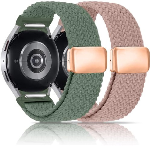 Chinbersky Geflochtenes Armband für Samsung Galaxy Watch 7/6/5/4/FE 40mm 44mm/5 Pro/6 4 Classic - Elastisches Sport Nylon Ersatzband