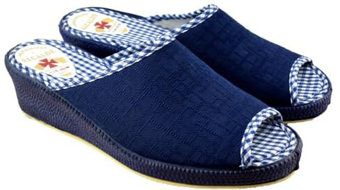 ALCALDE - Zapatillas de casa con cuña y Piso de Goma 426137 Lona Mujer Color: Marino Talla: 40