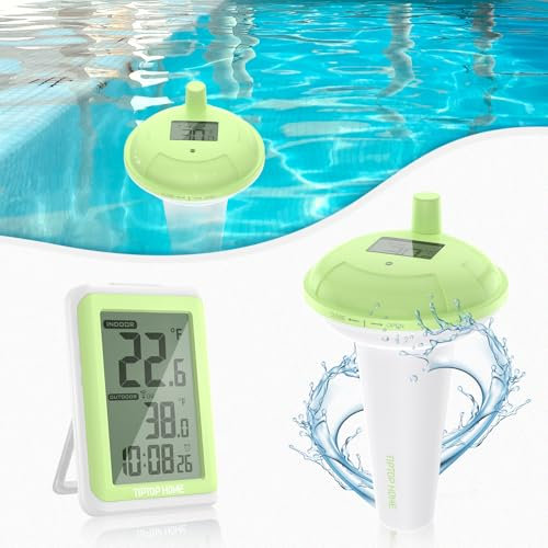 Kabelloses Pool-Thermometer, Schwimmendes Leicht Ablösbares Poolthermometer, Poolthermometer mit IPX7-Wasserschutz und Temperatur/Feuchtigkeitsmonitor für Innen- und Außenbereich für Badewannen