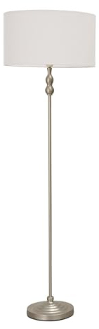 ValueLights | Brushed Chrome Metal Candlestick Floor Lamp with White Fabric Drum Shade Living Room Light | Floor Lamps, Home Décor & Improvement Essential