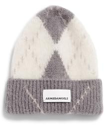 ARMEDANGELS Unisex Mütze aus Mohair-Woll Mix SNOWAA ARGYLE Iron Cast-Oatmilk