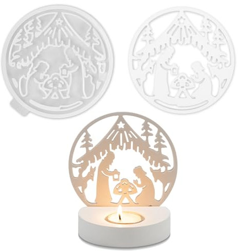 Silikonform Krippe, Silikonformen Gießformen Weihnachten, Gießform Krippe, Krippenfiguren Gießform, Silikonform Mini Krippe für DIY Handwerk, Heimdekoration (Style 2)