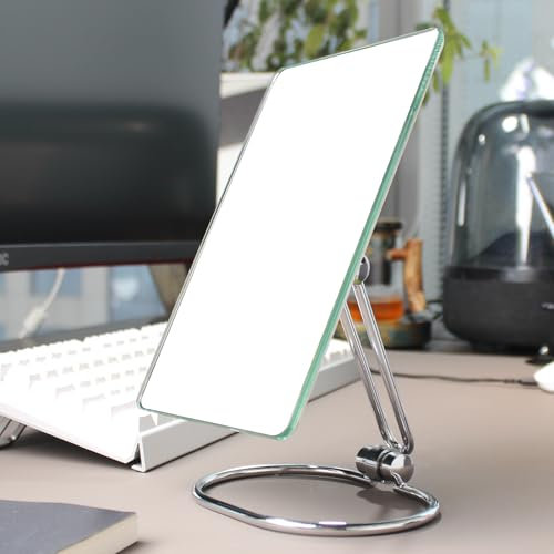 Kleiner faltbarer Kosmetikspiegel Tischspiegel Wandmontage Hochauflösend Silber Wasserdicht Echte Abbildung Silber Geeignet für Badezimmer Brillengeschäfte Schminktisch Tragbar drehbar Verstellbar