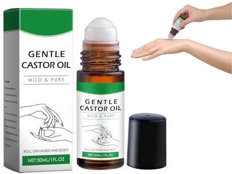 Organisches Castor Öl Roll-on in Glasflasche, Castor Öl für Körperhaare, Castor Öl für Haut Lippen Augenbrauen Rein, Feuchtigkeitsspendend Verbessert Trockenheit