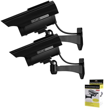 Madlife Garage 2pcs Kamera Atrappe,Kamera Attrappe mit Blinkendem LED, Solar Dummy Kamera,Fake Kamerae,Überwachungskamera Attrappe,KameraAttrappe Außenbereich