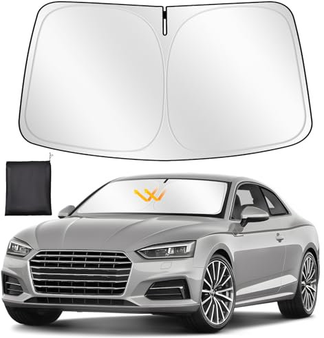 ZATOOTO Parasol para Audi A3 2021-2024, Parasol Coche Delantero Plegable, Grueso y Reflectante de Poliéster Bloquea los Rayos UV y Mantiene el Coche Más Fresco