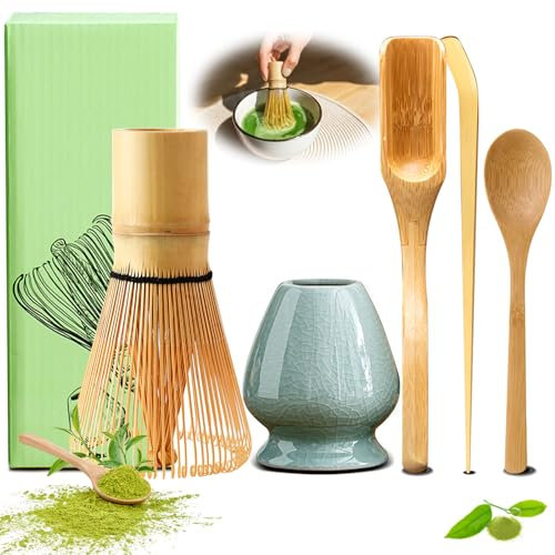Fouets à Matcha 5 pièces Kit thé Matcha Fouet Matcha pour Fabrication De Thé Outils Cuisine (Bleu)