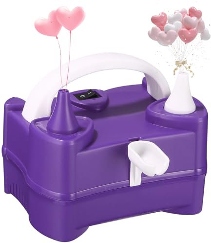 Luftballonpumpe Elektrisch, Ballonpumpe Elektrisch 400W, Ballonpumpe mit Doppeldüse Inflatorgebläse, Tragbar Luftballon Pumpe Ballons für Festivaldekoration, Geburtstag, Party und Hochzeit.(Lila)