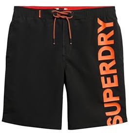 Superdry Herren Klassische 48-cm-Boardshorts mit Logo Schwarz XXL