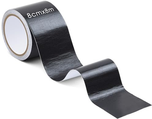 Sinmoe PE Planenband Lkw Reparatur Klebeband Markisenstoff Reparaturset 8cm ∗ 8m Wasserdicht Zelt Flicken für Kfz Anhänger Flugzeug Flicken Gewebeplane Trampolin Planen Kleber(Schwarz)