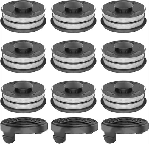 YUETTYY Línea y cubierta de repuesto para desbrozadora de césped + tapa para Einhell GC-ET 4530 3405685, carrete de recortadora de césped de alimentación automática y recambios de línea (9 líneas de