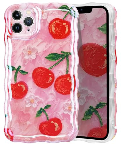 Lovmooful for iPhone 11 Pro Max Case Cute Oil Flower Floral Wave-Cherry
