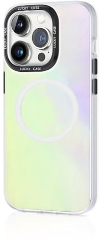 Iridescent Strong Magnetic Case for iPhone 12 Pro Max,Compatible with Magsafe Fluorescent Holographic Matte Translucent Bumper Unique Gradient Rainbow Sunset Laser Phone Cover for Girls Women